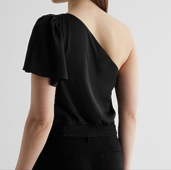 EXPRESS one shoulder flutter sleeve top - Picture 3 of 5